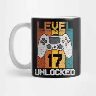 Level 17 Unlocked, Retro 17th Birthday Gamer Mug